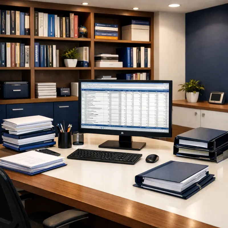 Ambiente profissional de escritório contábil